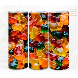 3D Gummy Bear  Tumbler Wrap, 3D Digital Art, Sublimation, Straight Skinny 20 oz Tumbler Wrap, Instant Download