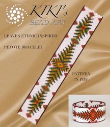 Leaves ethnic inspired peyote bracelet pattern Peyote pattern for bracelet in PDF - instant download