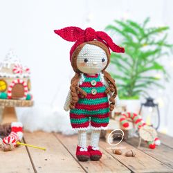 christmas doll amigurumi, crochet amigurumi doll, handmade doll, princess doll, stuffed doll, cuddle doll, amigurumi gir