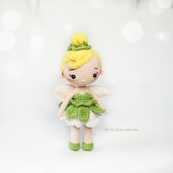 tinker bell crochet amigurumi doll, cuddle doll, amigurumi fairy princess, stuffed doll, crochet doll for sale, plushies