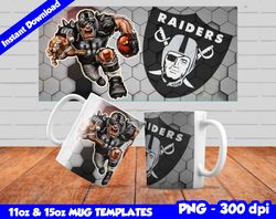 Raiders Mug Design Png, Sublimate Mug Templates, Raiders Mug Wrap, Sublimate Football Design PNG, Instant Download
