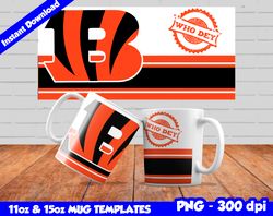 Bengals Mug Design Png, Sublimate Mug Templates, Bengals Mug Wrap, Sublimation Football Design PNG, Instant Download