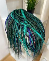 Synthetic dark Green and blue dreads extensions, Green DE dreadlocks CROCHET GREEN DREADS