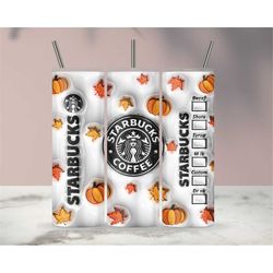 3D Inflated Puff Coffee Fall Autumn Season Sublimation Tumbler Design Download PNG, 20 Oz Digital Tumbler Wrap PNG Downl