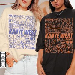 Kanye West Doodle Art Shirt, Vintage Merch Jesus Is King Lyrics Song Sweatshirt Hoodie, Retro Kanye Yeezy Rap Tour DA120