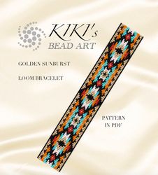 Loom bracelet pattern Golden sunburst ethnic inspired Bead LOOM pattern for bracelet in PDF instant download