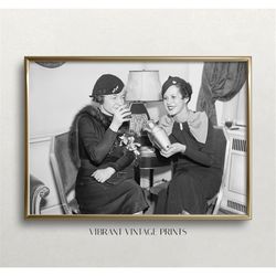 Women Drinking Cocktails, Black and White Art, Vintage Wall Art, Prohibition Wall Art, Bar Wall Decor, DIGITAL DOWNLOAD,