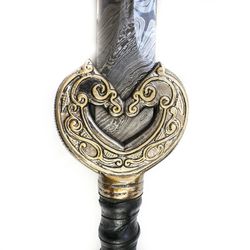 Longsword/ Spanish King Sword- High Carbon Damascus Steel Sword handmade hunting swords with leather sheath mk1628m