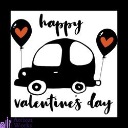 Happy Valentine's Day Heart Balloon Car Svg, Valentine Svg, Heart Balloon Svg, Love Car Svg, Happy Svg, Valentine Trip S