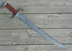 Handmade beautiful custom hand forged swords damascus steel with leather sheath hunting swords gift mk6080m