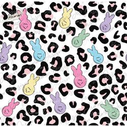 Seamless Leopard Print Easter Bunny Png Pattern, Easter Seamless Pattern, Repeating Pattern for Commercial Use, Png and