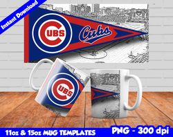 Cubs Mug Design Png, Sublimate Mug Template, Cubs Mug Wrap, Sublimate Baseball Design Png, Instant Download