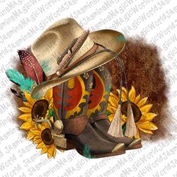 Western Boots and Hat, Cowboy Boots and Hat, Leopard Print, Floral, Sunflower, Digital Image Download, PNG, Sublimation,