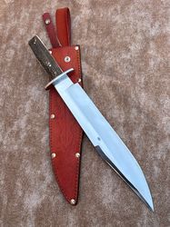 Custom Handmade 18" Hunting Survival BOWIE Knife| STAG HORN | With Sheath