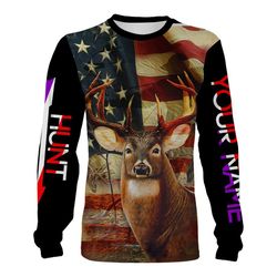 Deer hunting American flag camo Hunt hard custom Name 3D All over print shirts, face shield &8211 Personalized hunting g