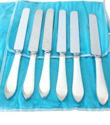 TIFFANY & CO FANEUIL 6 knives set in sterling silver 925 Long cm 24 inches 9 1/4" silverware cutlery serving No engravin