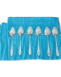 TIFFANY & CO FANEUIL 6 oval tablespoons set in sterling silver 925 table spoons cm18 inch 7.08" silverware cutlery No en