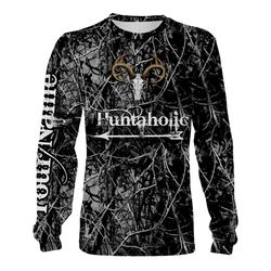 Deer skull huntaholic hunting camouflage shirt, camo long sleeve, t shirt, jackets, hoodie Customize Name 3D All Over Pr