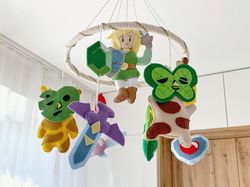 The legend of Zelda baby crib nursery mobile Kids Legend Of Zelda video games decor Baby shower newborn gift