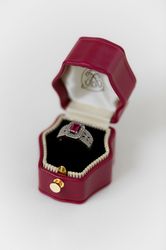 Ring Box Genuine Leather Monogrammed TULIP Velvet Ring Box Vintage Handmade Antique Engagement Wedding Proposal