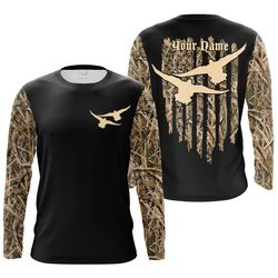 Duck Hunting Waterfowl Camo US Flag Customized Name 3D All Over Printed Shirts T-shirt Personalized Hunting gifts Chipte