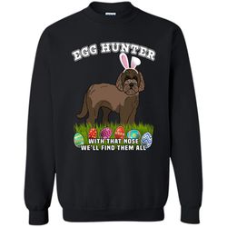 Easter Egg Hunting Dog T-Shirt Eggspert Labradoodle Printed Crewneck Pullover Sweatshirt 8 oz