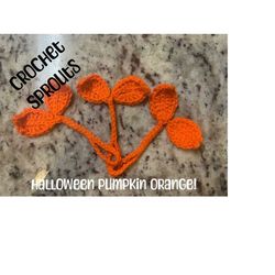 Crochet Sprout Leaf | Headphone Accessory | Bookmark | Cable Tie | Gift for Her | Gift for Him | Halloween Pumpkin Orang
