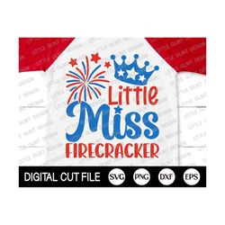 4th of July Svg, Little Miss Firecracker Svg, Memorial day, Independence day Svg, Fourth of July, American Flag Shirt, S