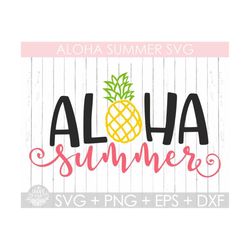 Aloha Summer Pineapple Svg,Aloha Summer Svg , Summer Quote Svg, Summer cut files, Silhouette Cut File Cricut, T-Shirt De