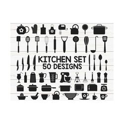 Kitchen SVG/ Cooking SVG/ Kitchen Clipart/ Cooking Utensils SVG/ Cut Files/ Silhouette/ Cricut