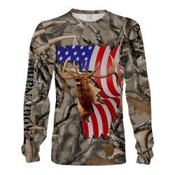 Elk hunting American Flag camo custom Name All over printed Shirts, Hoodie &8211 Personalized hunting gifts for Elk hunt