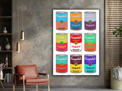 Andy Warhol Tomato Soup Pop Wall Canvas Art Poster, Campbell Soup Poster, Kitchen Wall Decor, Andy Warhol Tomato Soup Pr