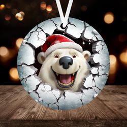 3D Polar Bear Christmas Ornament