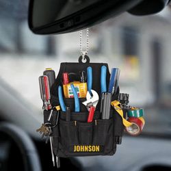 Personalized Electrician Tool Bag Car Ornament, Electrician Flat Ornament Gift