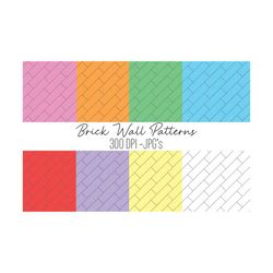 Brick Wall Patterns | Brick Wall JPG | Brick Wall Digital Paper | Brick Wall clipart | Brick Wall Digital Design | Geome