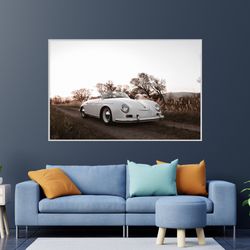 Porsche 356 Wall Canvas Decor, Vintage Car Wall Print, Huge Canvas, Oldtimer Porsche Wall Art, Vintage Wall Art, Man Cav