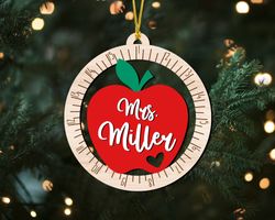 Custom Teacher Ornament, Teacher Christmas Ornament, Teacher Apple Ornament