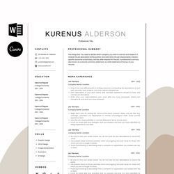 Resume Template, Clean Resume, Resume Canva, Resume Word & Canva, Elegant Simple Resume, Executive Resume | 5 pages