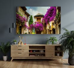 purple flower home canvas, home scenery canvas painting, purple flower nature canvas print, purple canvas print, floral