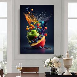 food kitchen poster,fresh fruit vegetable fruit kitchen ,healthy food kitchen decor,fresh organic food art canvas wall a