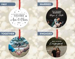 Engaged Christmas Ornament,  Personalized Engagement Photo Ornament