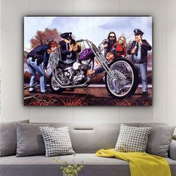 Motorcycle Canvas Wall Art, Chapper Motorcycle Canvas Painting, Rock Canvas Print, Traffic Ticket Canvas, Police Art,, R
