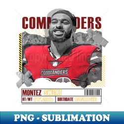 Montez Sweat Football Paper Poster Commanders 10 - Decorative Sublimation PNG File - Unleash Your Creativity