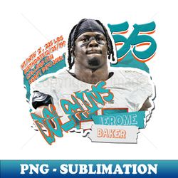 Jerome Baker Football Paper Poster Dolphins 11 - Vintage Sublimation PNG Download - Defying the Norms