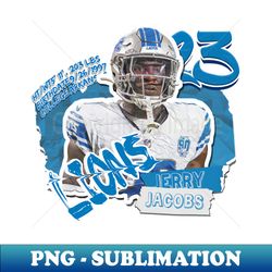 Jerry Jacobs Football Paper Poster Lions 11 - Digital Sublimation Download File - Boost Your Success with this Inspirational PNG Download