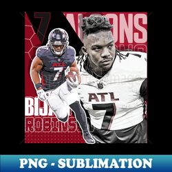 Bijan Robinson Football Paper Poster Falcons 7 - Creative Sublimation PNG Download - Perfect for Creative Projects