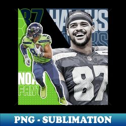 Noah Fant Football Paper Poster Seahawks 7 - Vintage Sublimation PNG Download - Fashionable and Fearless