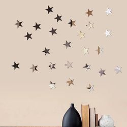 50 Pcs Shine Mirror Wall Stickers Self Adhesive Mosaic Tiles Sticker Decals Gold for DIY Bedroom Bathroom Home Decor
