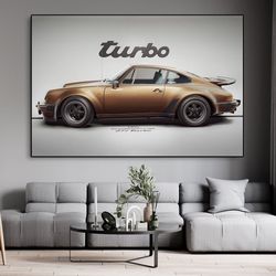 Retro Supercar Porsche 911 Turbo Poster And Print Luxury Sports Car Canvas Painting Racing Club Wall Art Living Room Hom