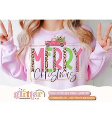 Merry Christmas Box Truck Pink PNG Print File for Sublimation Or Print, Christmas Sublimation, Winter Sublimation, Holid